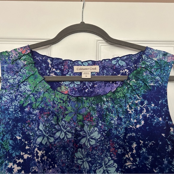 Coldwater Creek Women's Floral Tank Top - Blue, Green, and Red - Picture 4 of 4